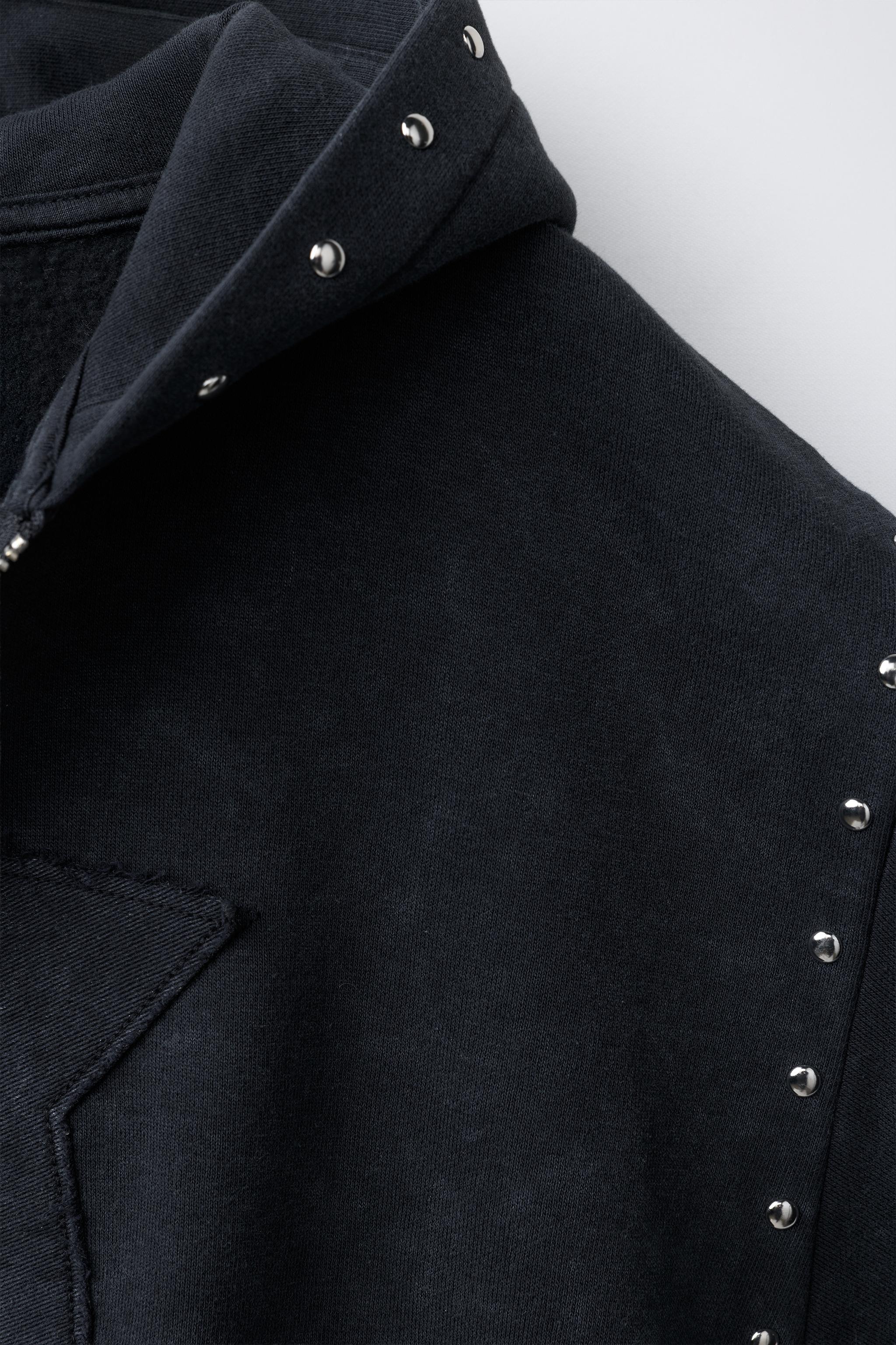 WASHED EFFECT STAR AND STUD HOODIE